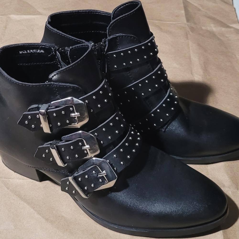 For Mutual Aid Studded Black Ankle Boots